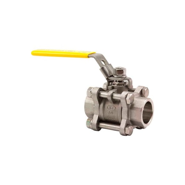 Merit Brass Co 2 In. T316 Stainless Steel Full Port Ball Valve - 3 Piece - Sold Weld - 1000 PSI KSWV310FP-32 - main